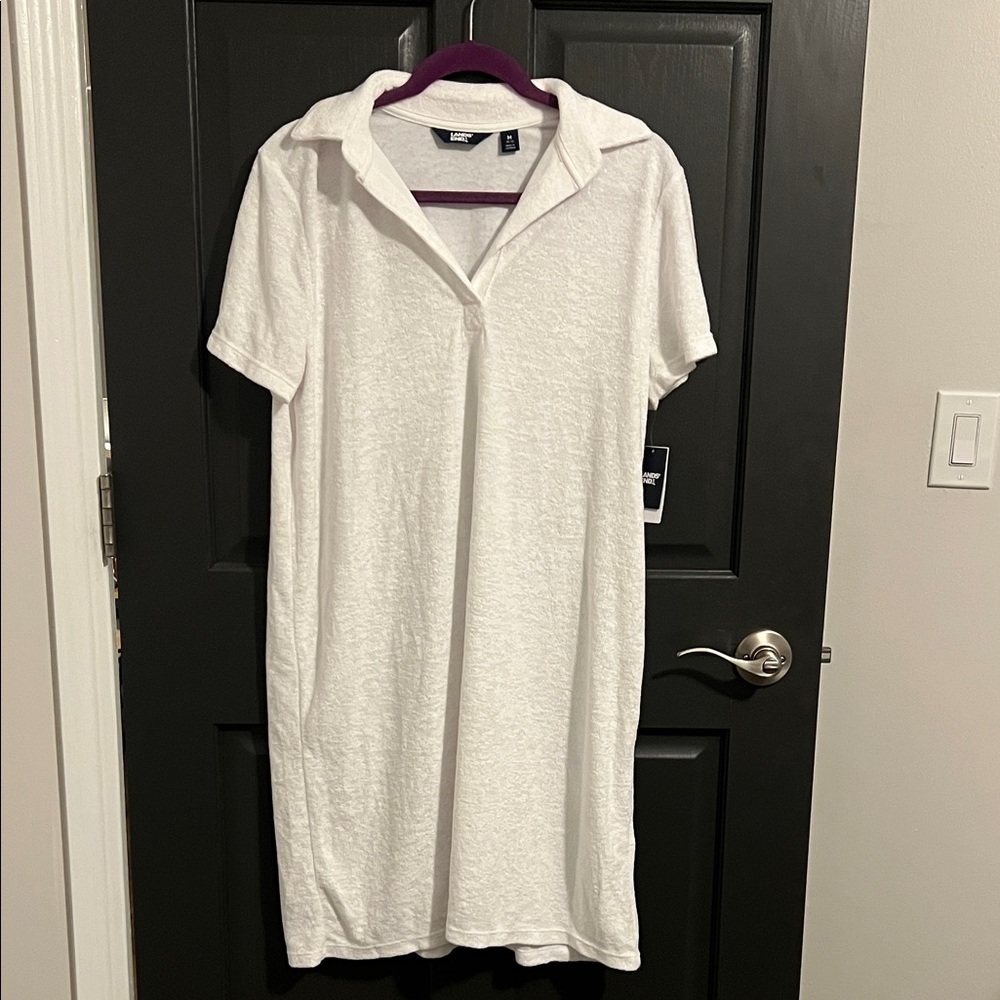 NEW Lands' End White Terry Swim Coverup size M